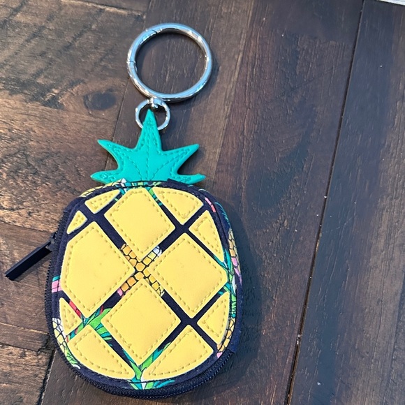 Vera Bradley Pineapple Coin Purse Keychain - Yellow and navy - Picture 3 of 3